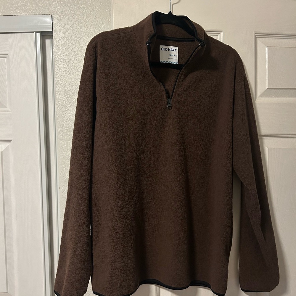 Old Navy Men's Brown Fleece Pullover Sweater